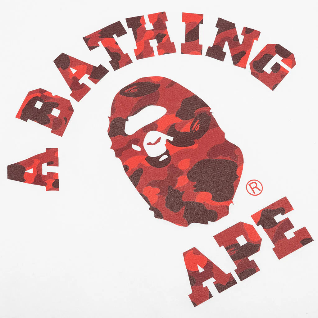 Color Camo College Tee White Red