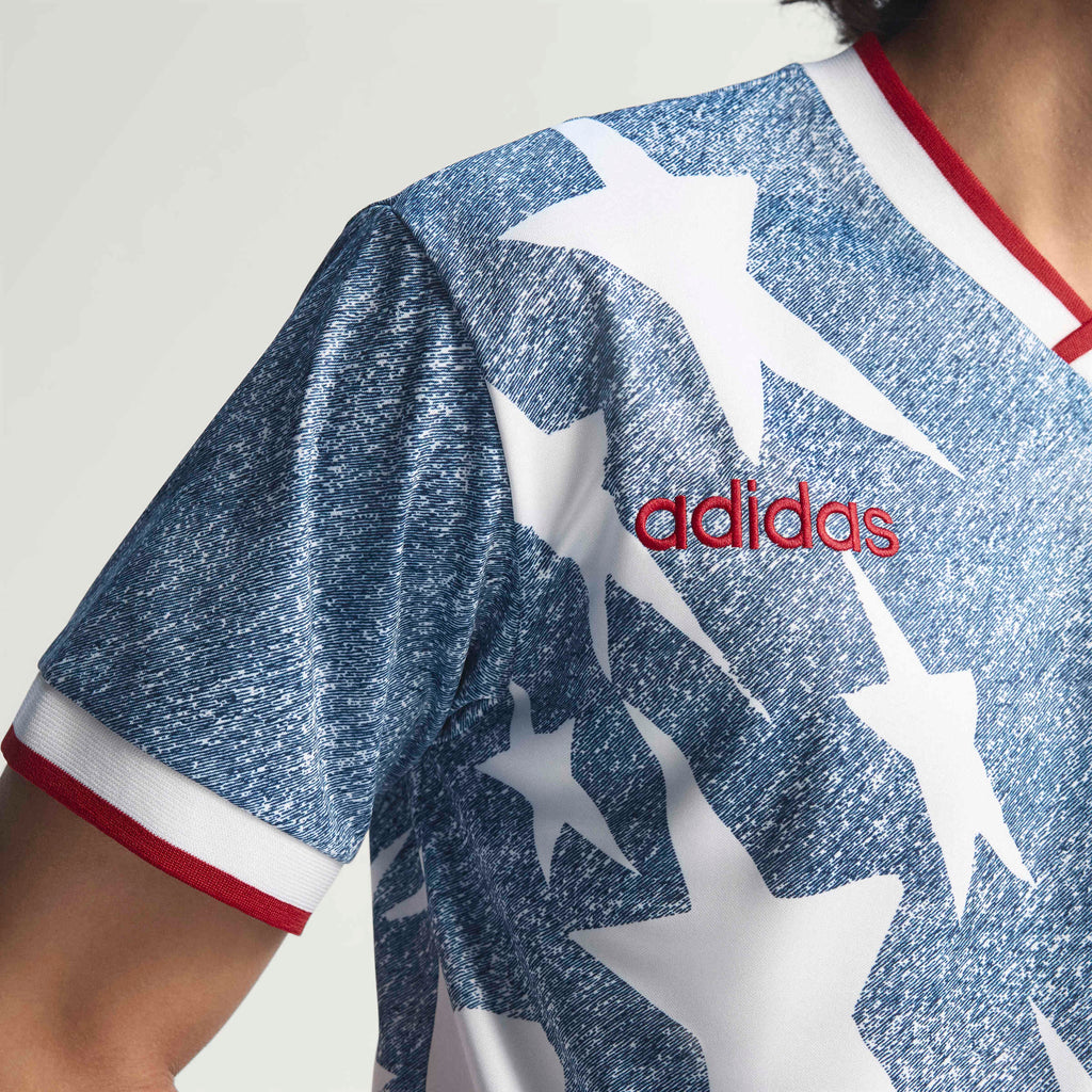 adidas Denim Graphic Soccer Jersey White Blue