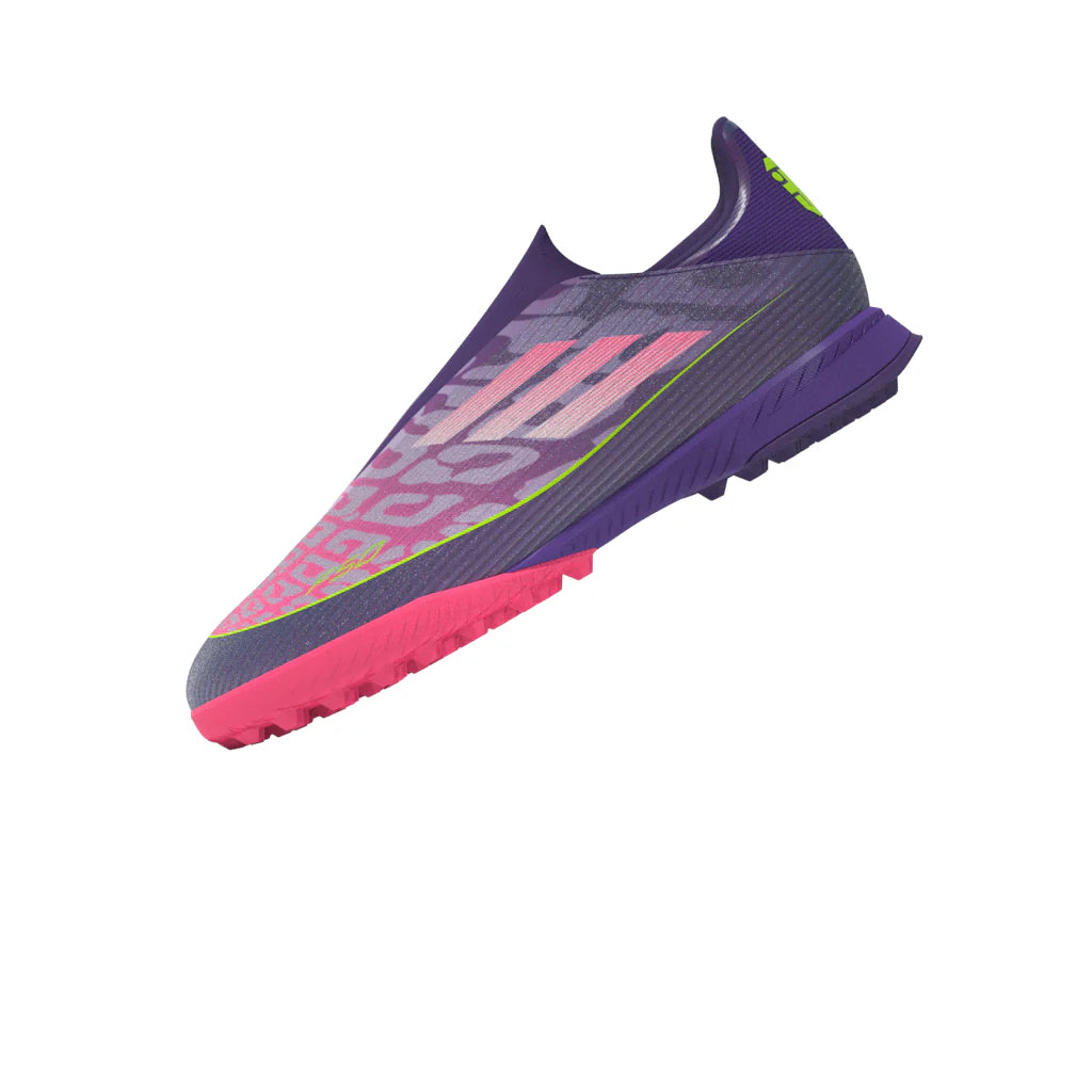 adidas F50 League LY Laceless TF Mens Soccer Cleats Purple White Lemon