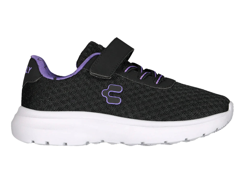 Tenis Charly Road Casual Negro y Morado para Niña