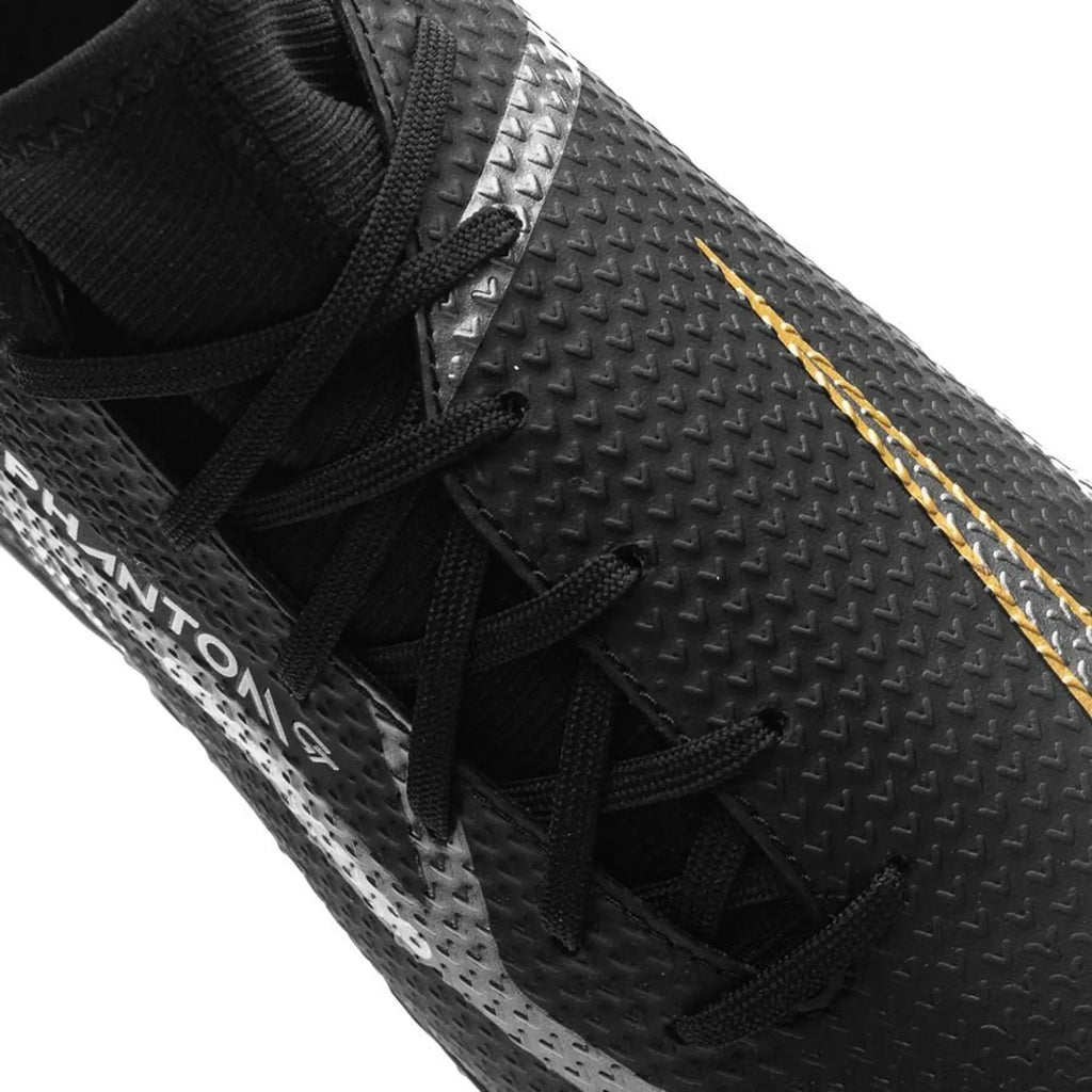 Nike Phantom GT2 Academy DF TF Turf Soccer Cleats Black Metallic Dark Grey Metallic Gold