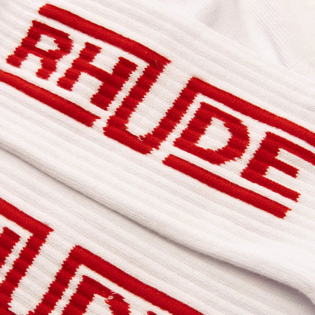 Rhude Champions Logo Sock White Red