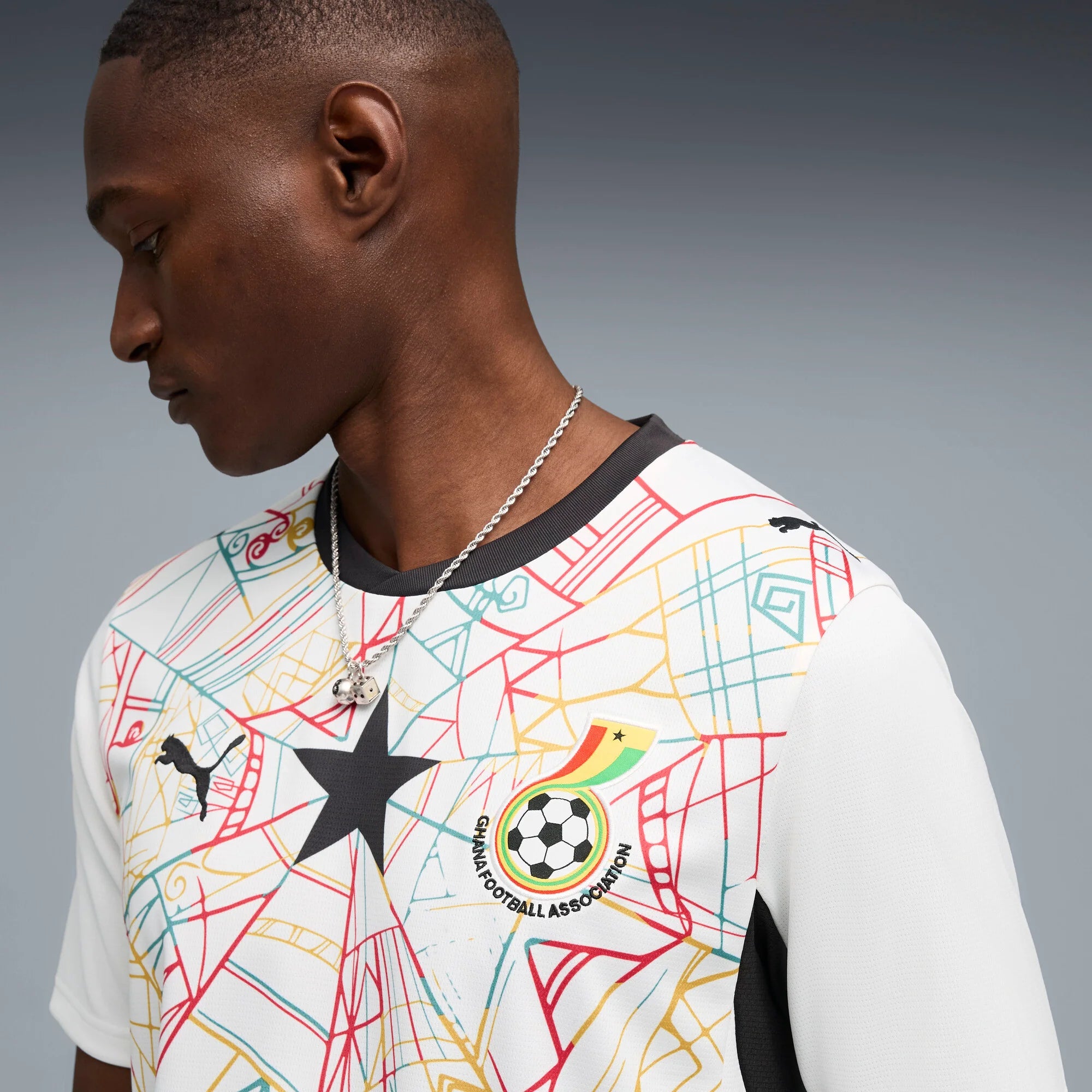 PUMA Ghana Home Mens Soccer Jersey 2026 White Black
