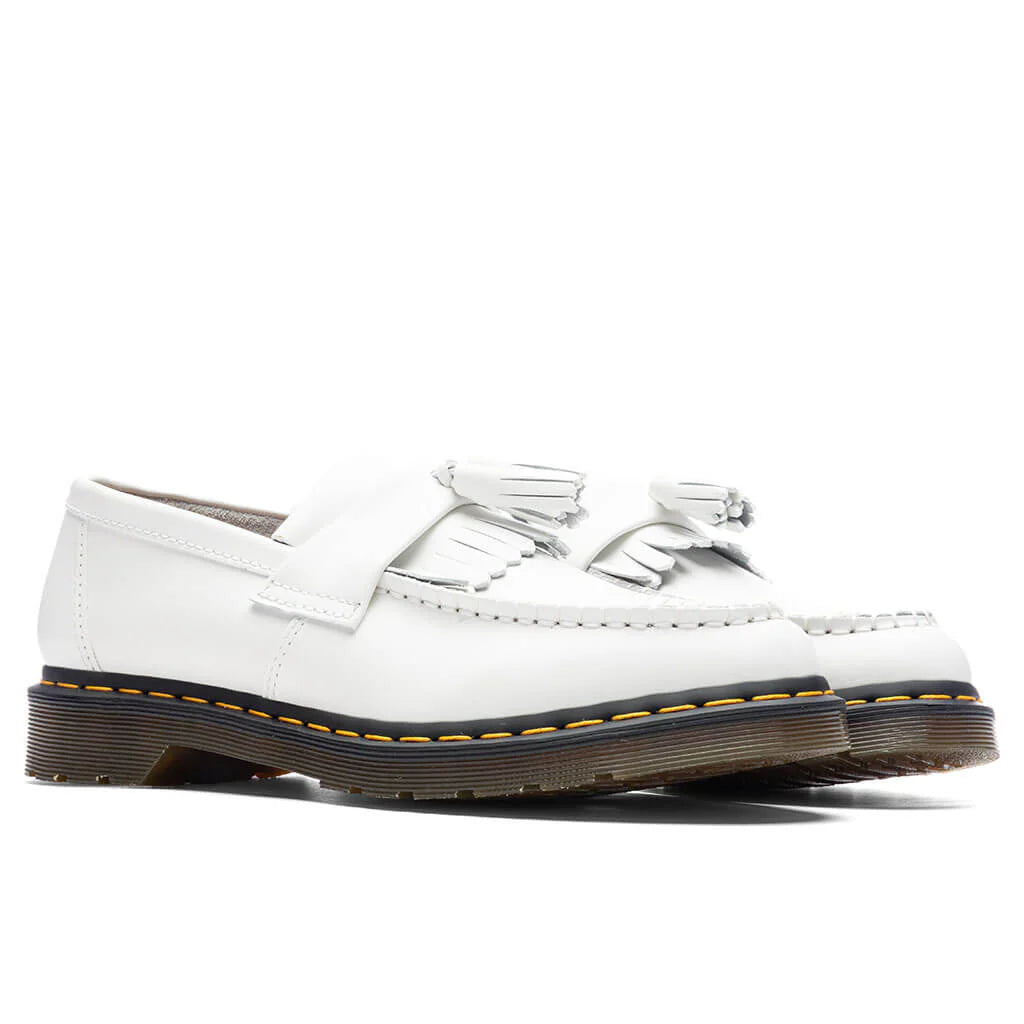 Adrian Ys Smooth Leather Tassel Loafer White