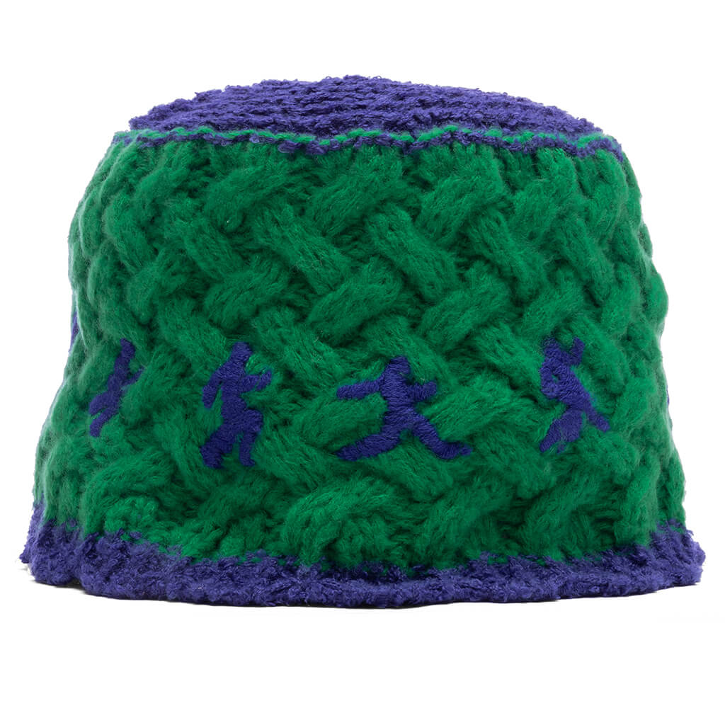 Running Man Crochet Hat Green Blue