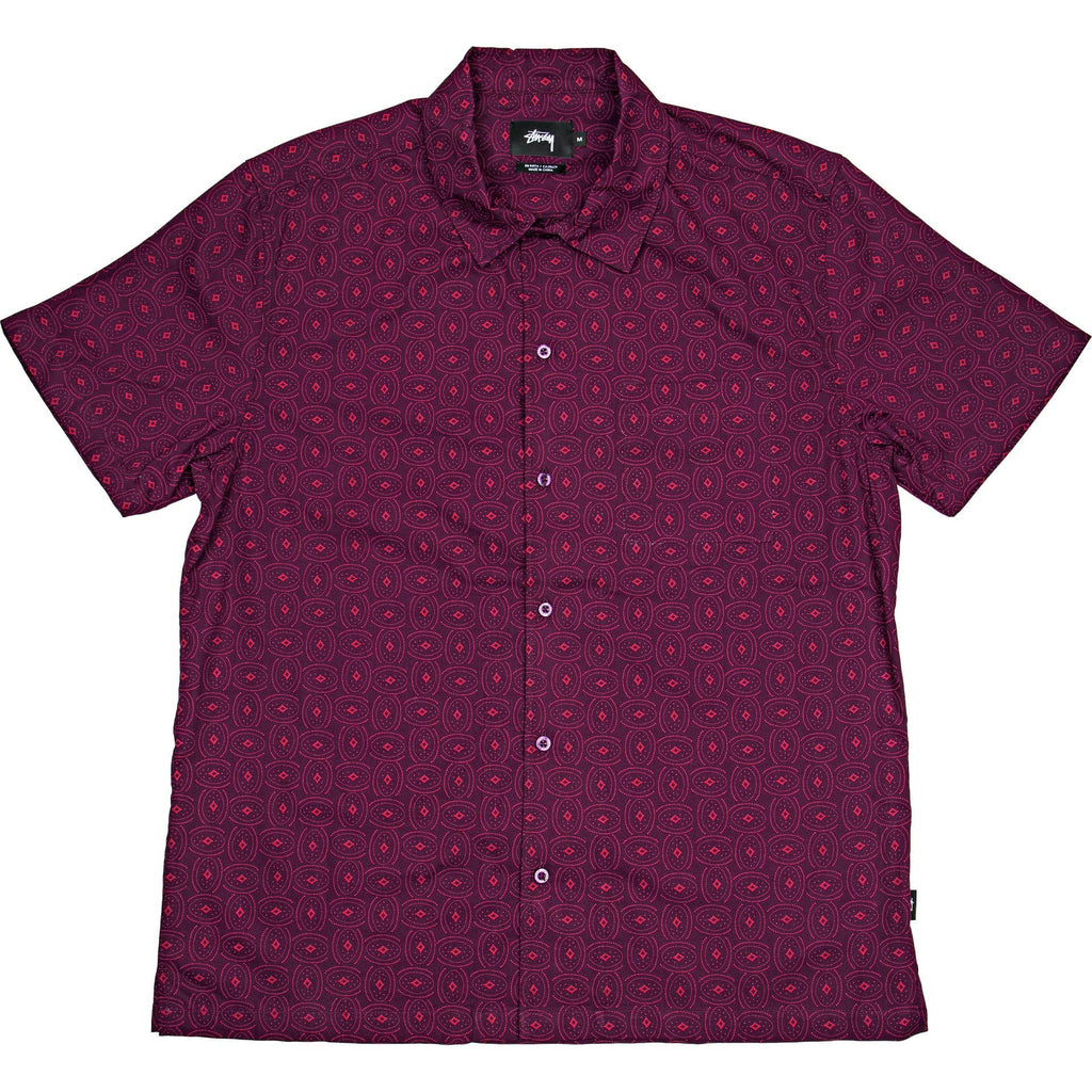 Circle Paisley Shirt Mens Burgundy