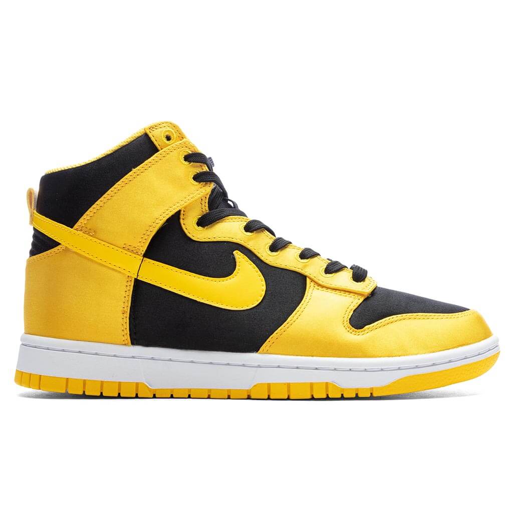 Womens Dunk High Golden Rod Satin Black Varsity Maize White
