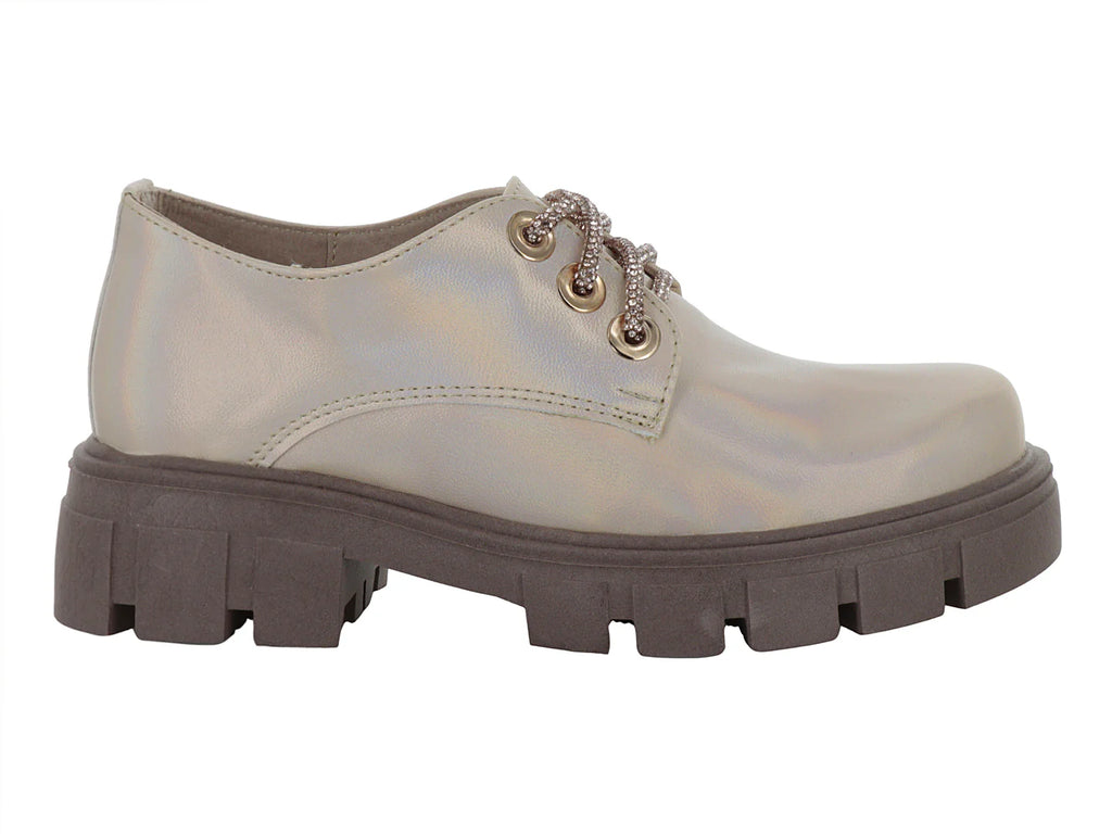 Zapatos Oxford Miroslava Color Platina para Niña