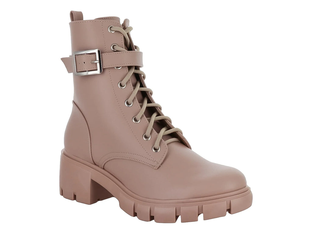 Botines Combat Lady Paulina Color Maquillaje para Mujer