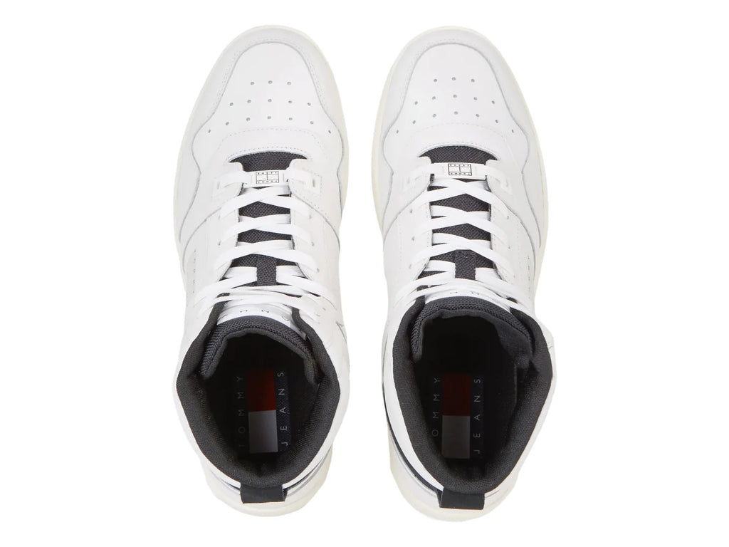 Tenis Tommy Hilfiger Basket Mid Leather Blanco para Hombre