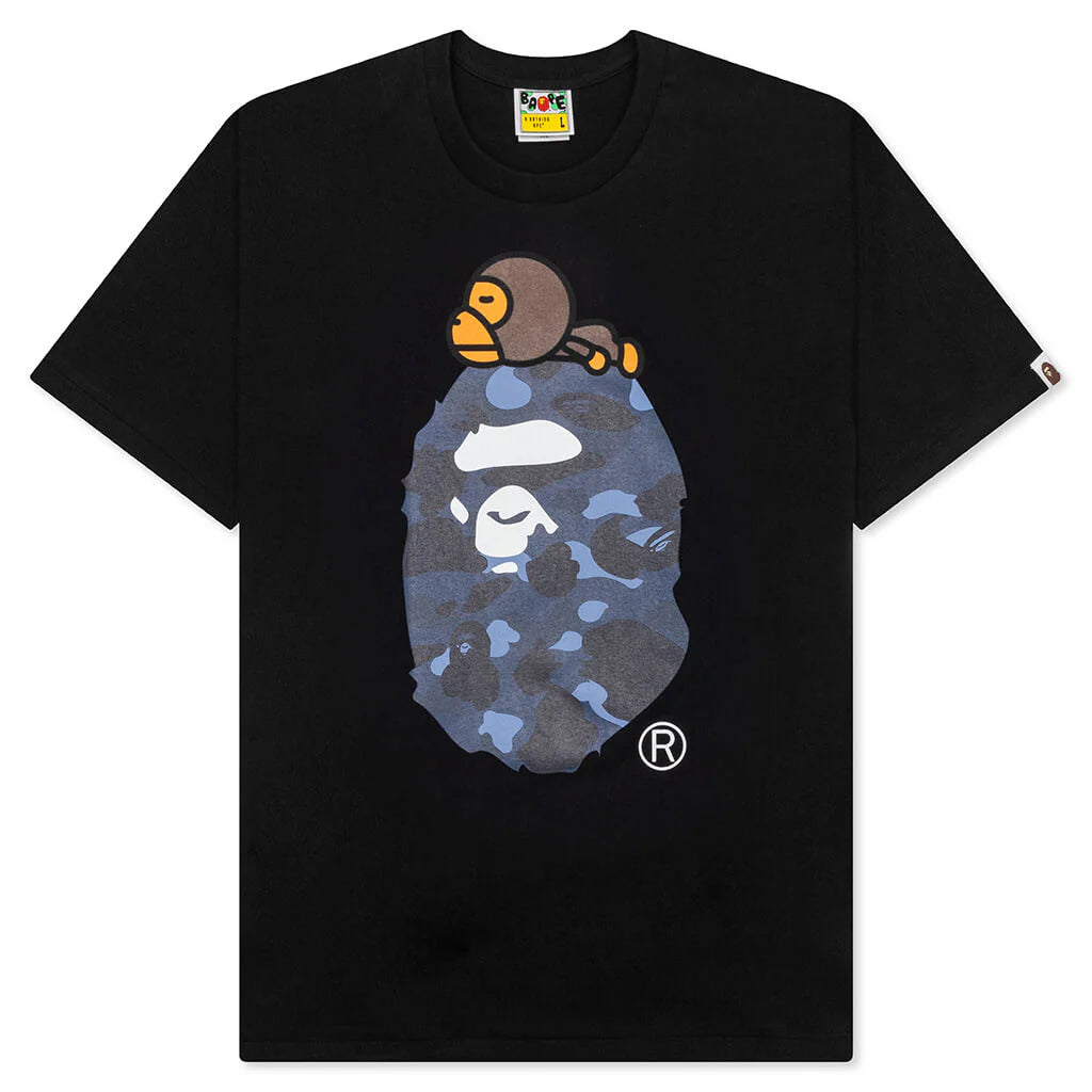 Color Camo Milo on Big Ape Tee Black Navy