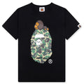 Kids ABC Camo Milo on Big Ape Tee Black Green