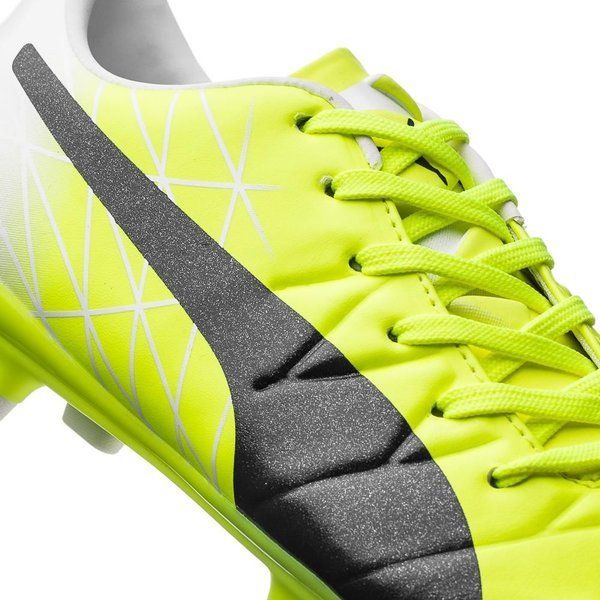 PUMA Kids Evoaccuracy 1 FG Firm Ground Boots JR Yellow Peacoat White