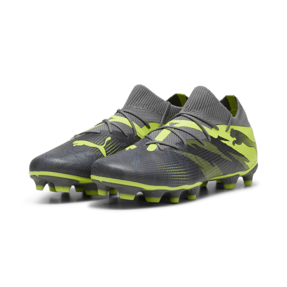 PUMA Future 7 Match Rush FG AG Multi Ground Soccer Cleats Strong Grey Cool Dark Grey Electric Lime