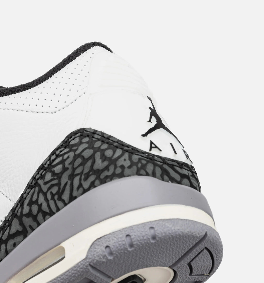 Air Jordan 3 Retro Cement Grey Grade School Lifestyle Shoe Summit White Fire Red Cement Grey Black