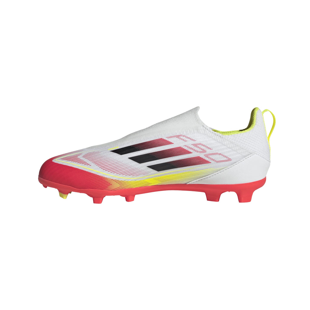 adidas F50 League Laceless FG MG Youth Soccer Cleats White Black Yellow