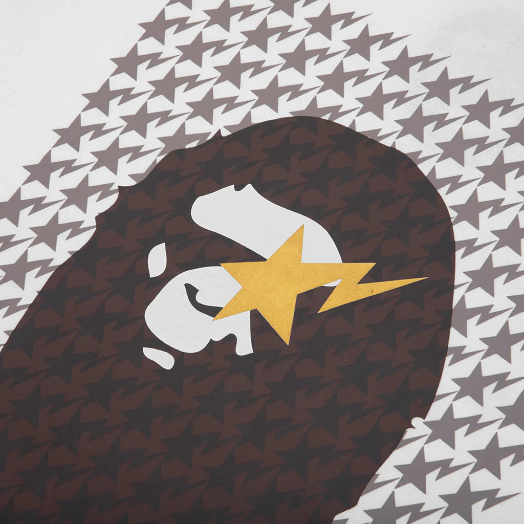 STA Houndstooth Ape Head Tee White Brown