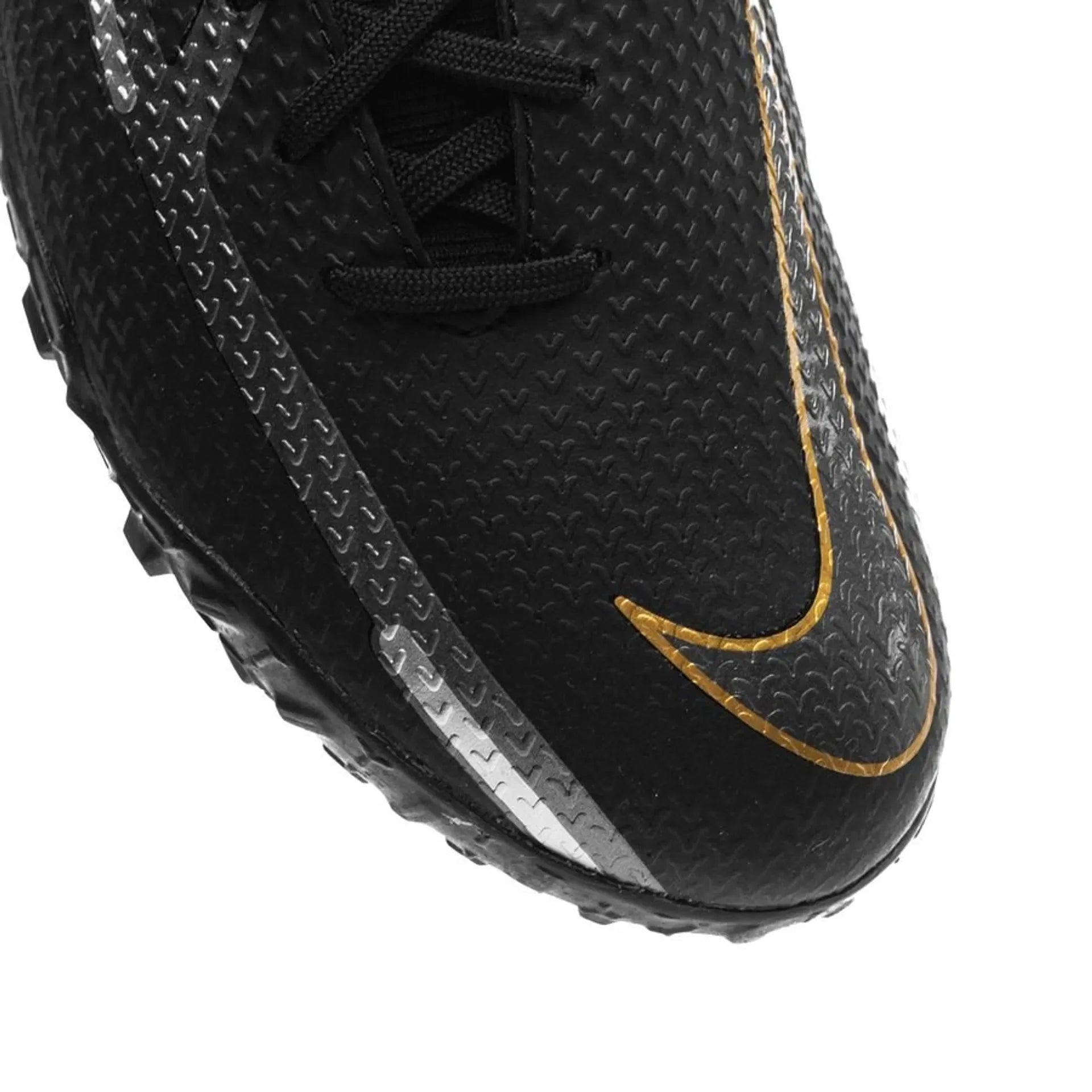 Nike Phantom GT2 Academy DF TF Turf Soccer Cleats Black Metallic Dark Grey Metallic Gold