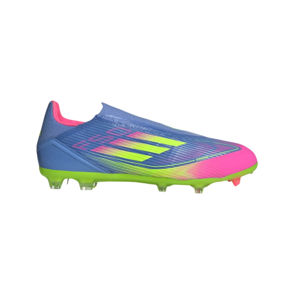 adidas F50 League Laceless Firm Multi Ground Boots Blue Fusion Lucid Lemon Lucid Pink