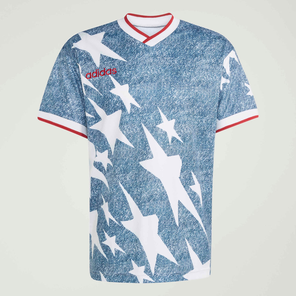 adidas Denim Graphic Soccer Jersey White Blue