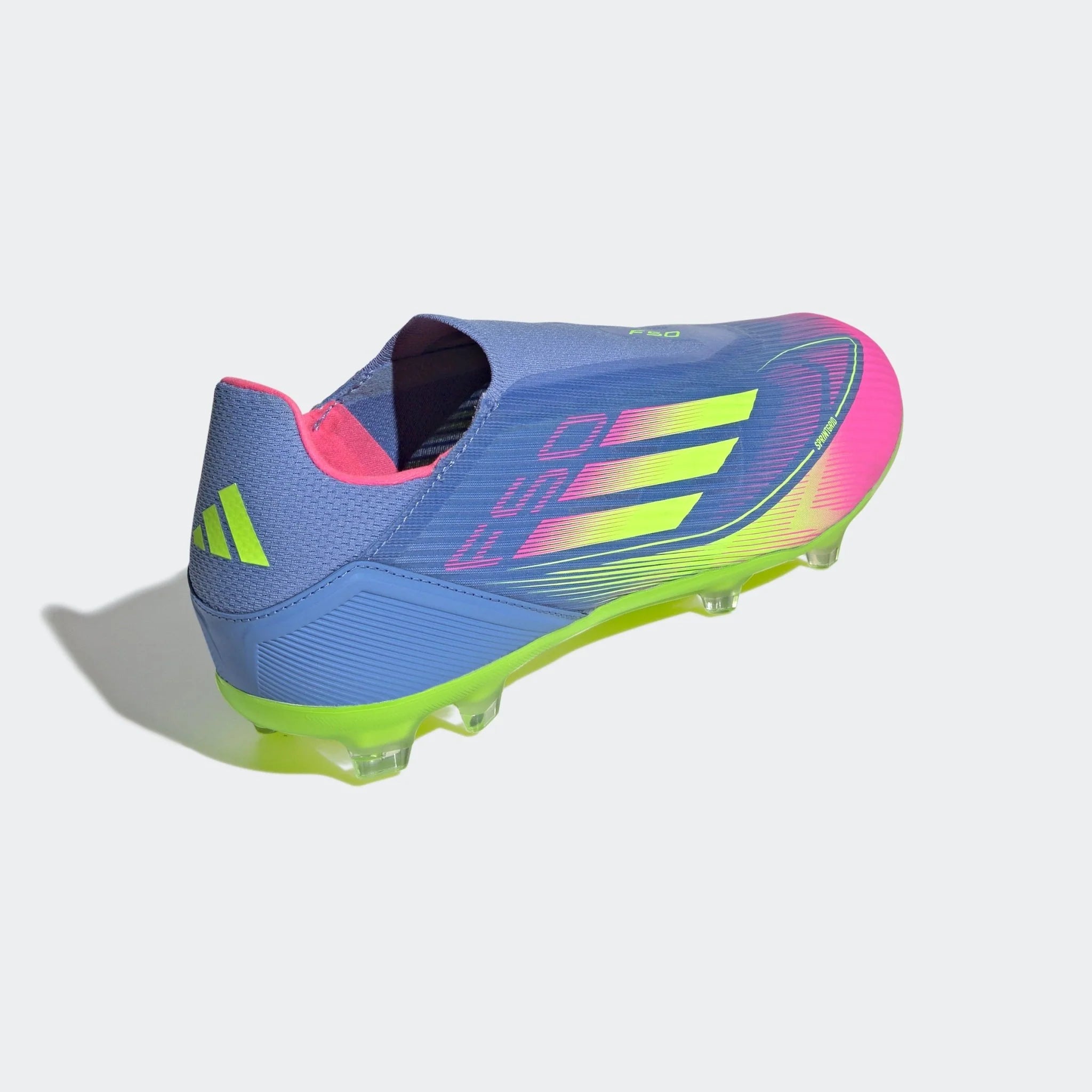 adidas F50 League Laceless Firm Multi Ground Boots Blue Fusion Lucid Lemon Lucid Pink