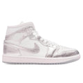 Womens Air Jordan 1 Mid White Metallic Silver Wolf Grey