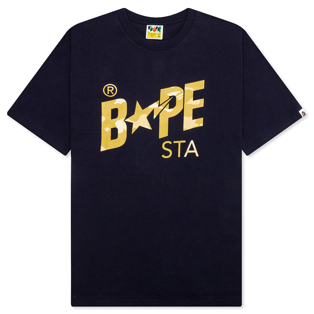 Color Camo Bape Sta Logo Tee Navy