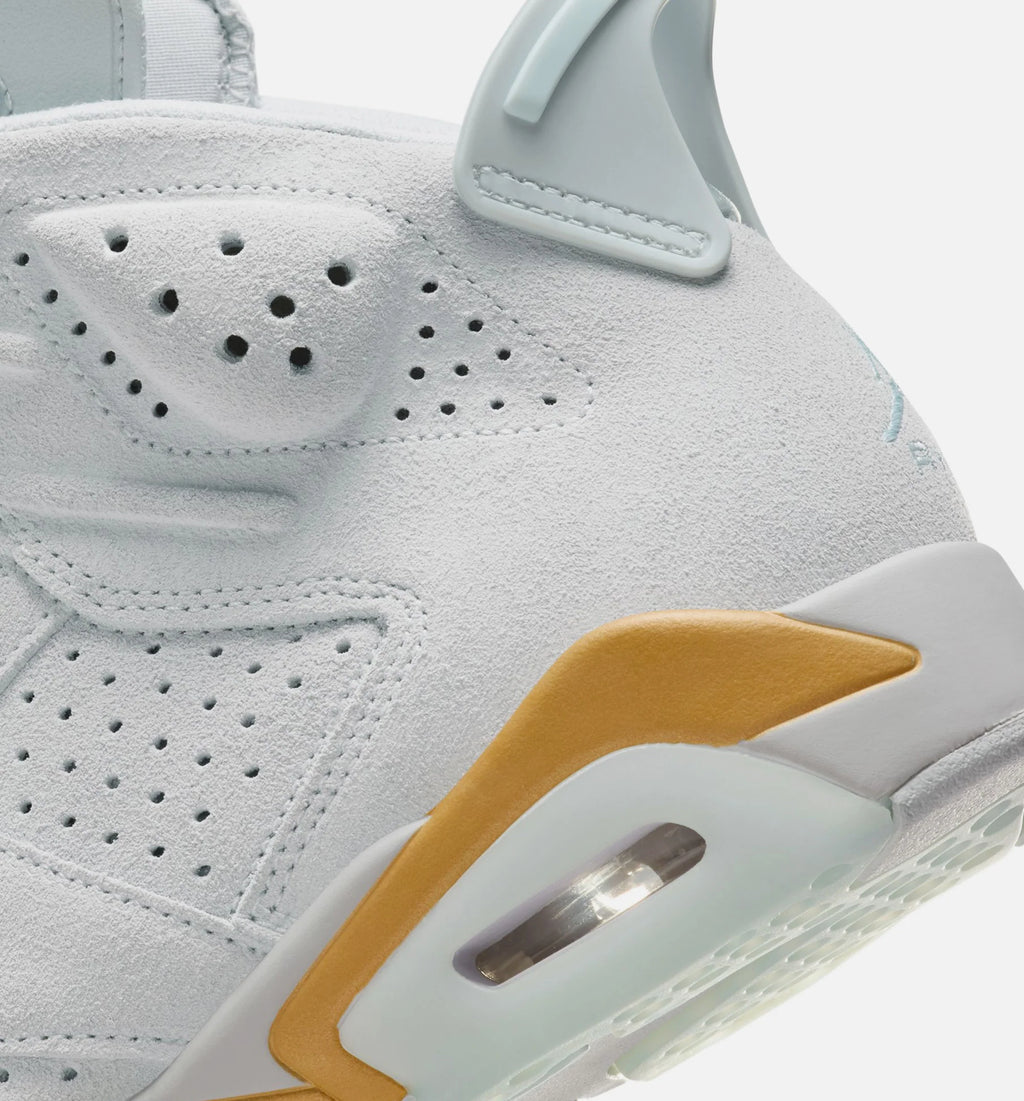 Air Jordan 6 Retro Pearl Womens Lifestyle Shoe Pure Platinum Glacier Blue Metallic Gold