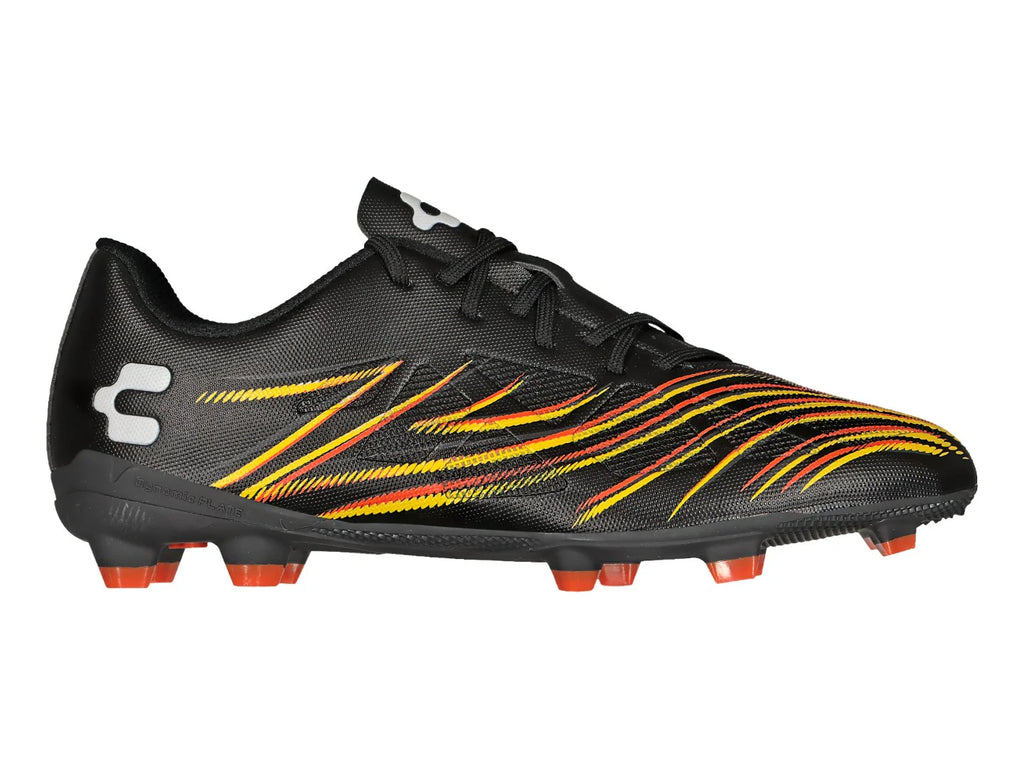 Tenis Charly de Fútbol Negro Naranja y Amarillo para Hombre