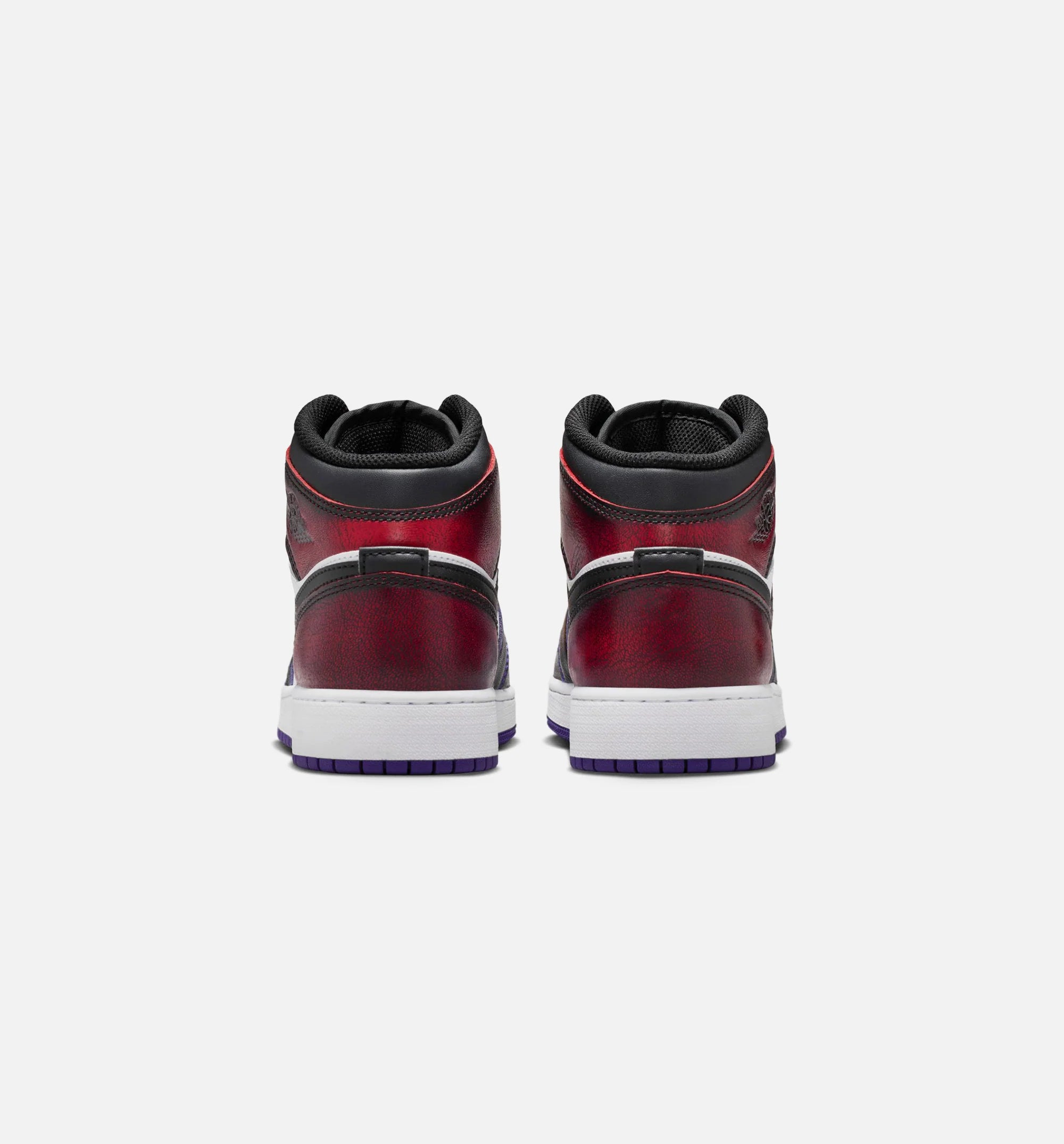 Air Jordan 1 Mid SE Grade School Lifestyle Shoe True Red White Court Purple Black
