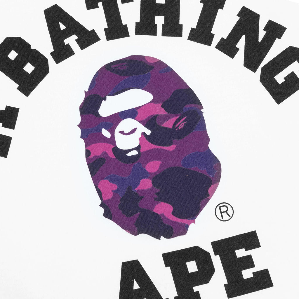 Color Camo College Tee White Purple