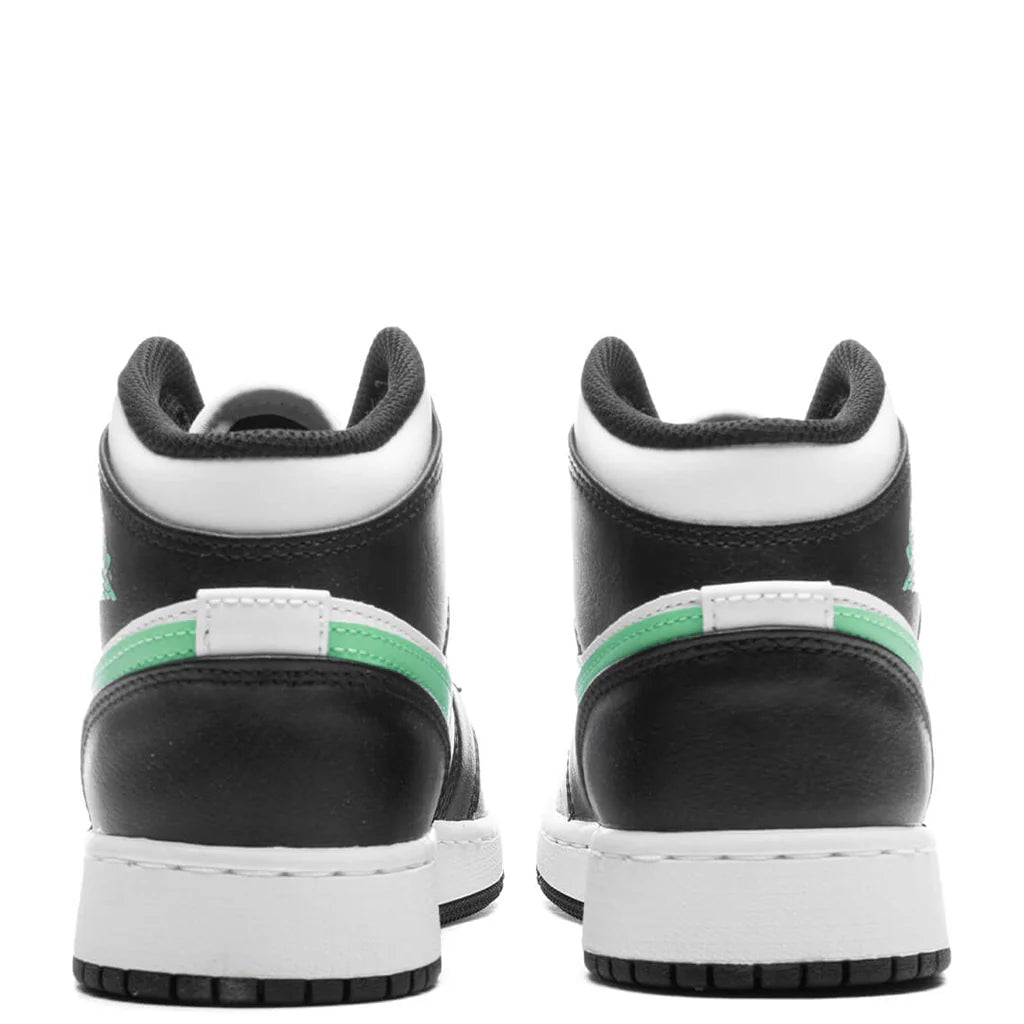Air Jordan 1 Mid GS White Green Glow Black