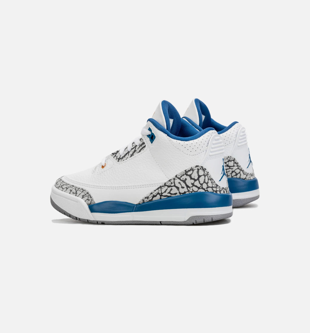 Air Jordan 3 Retro Wizards True Blue Preschool Lifestyle Shoe White Blue
