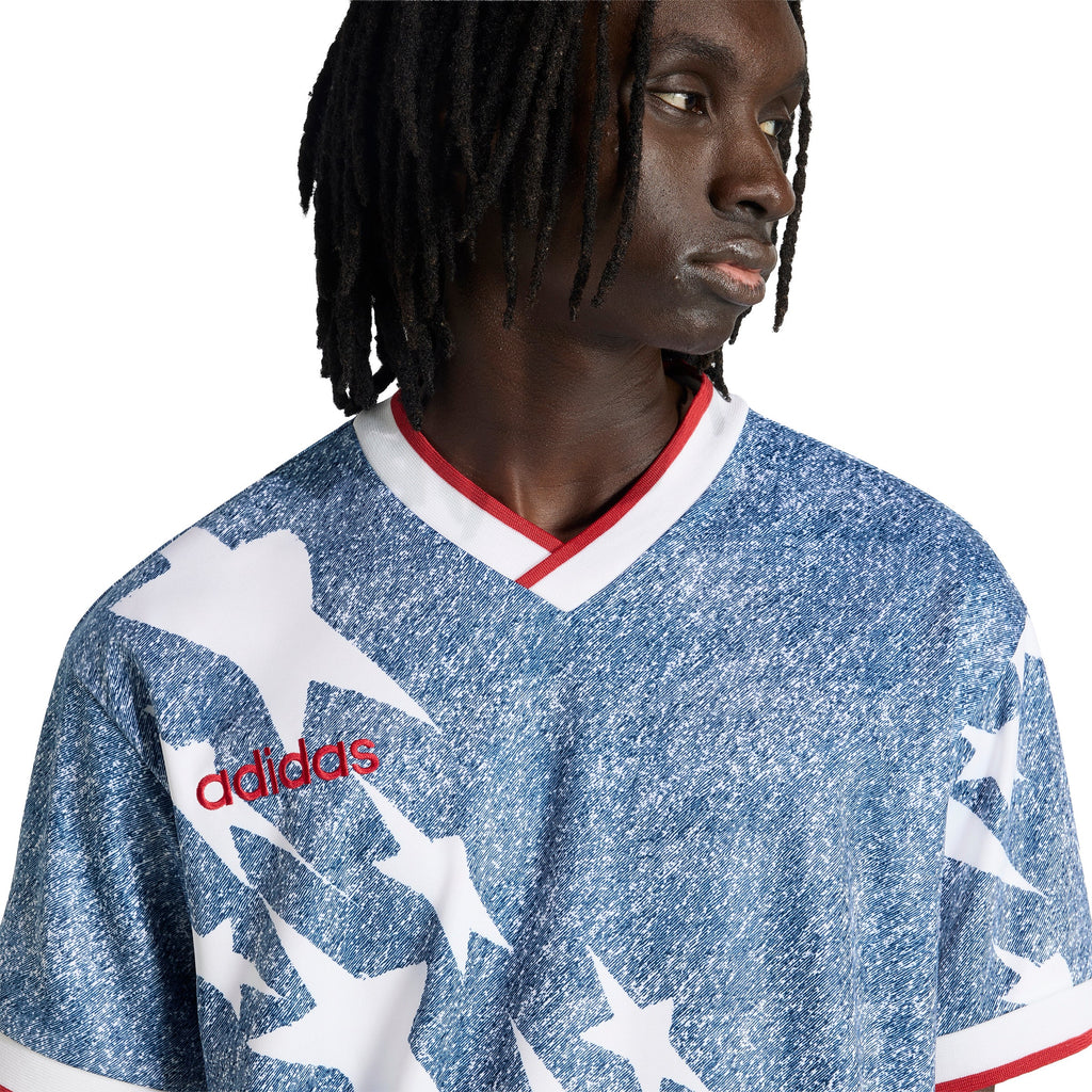 adidas Denim Graphic Soccer Jersey White Blue