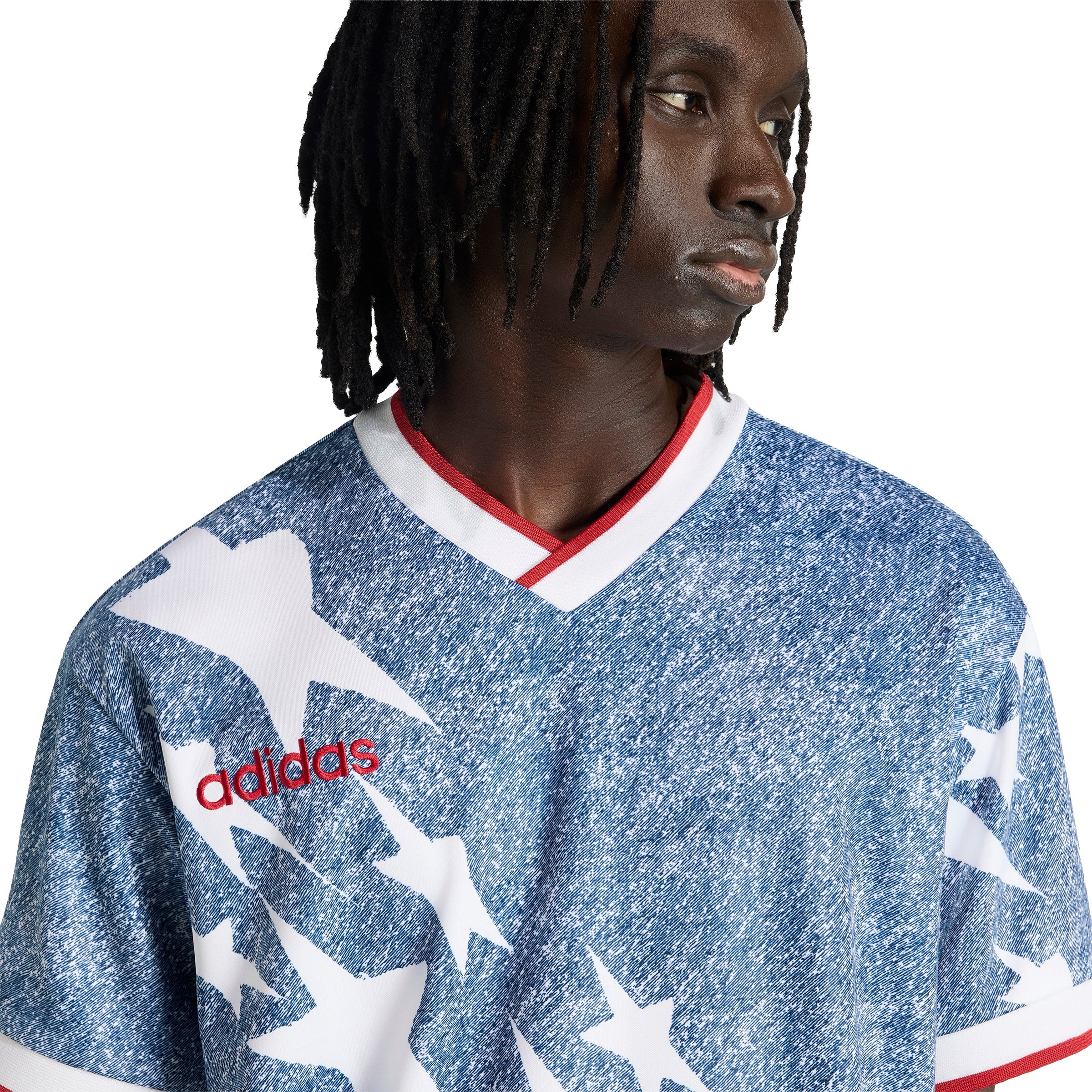 adidas Denim Graphic Soccer Jersey White Blue