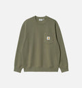Pocket Sweater Mens Crew Green
