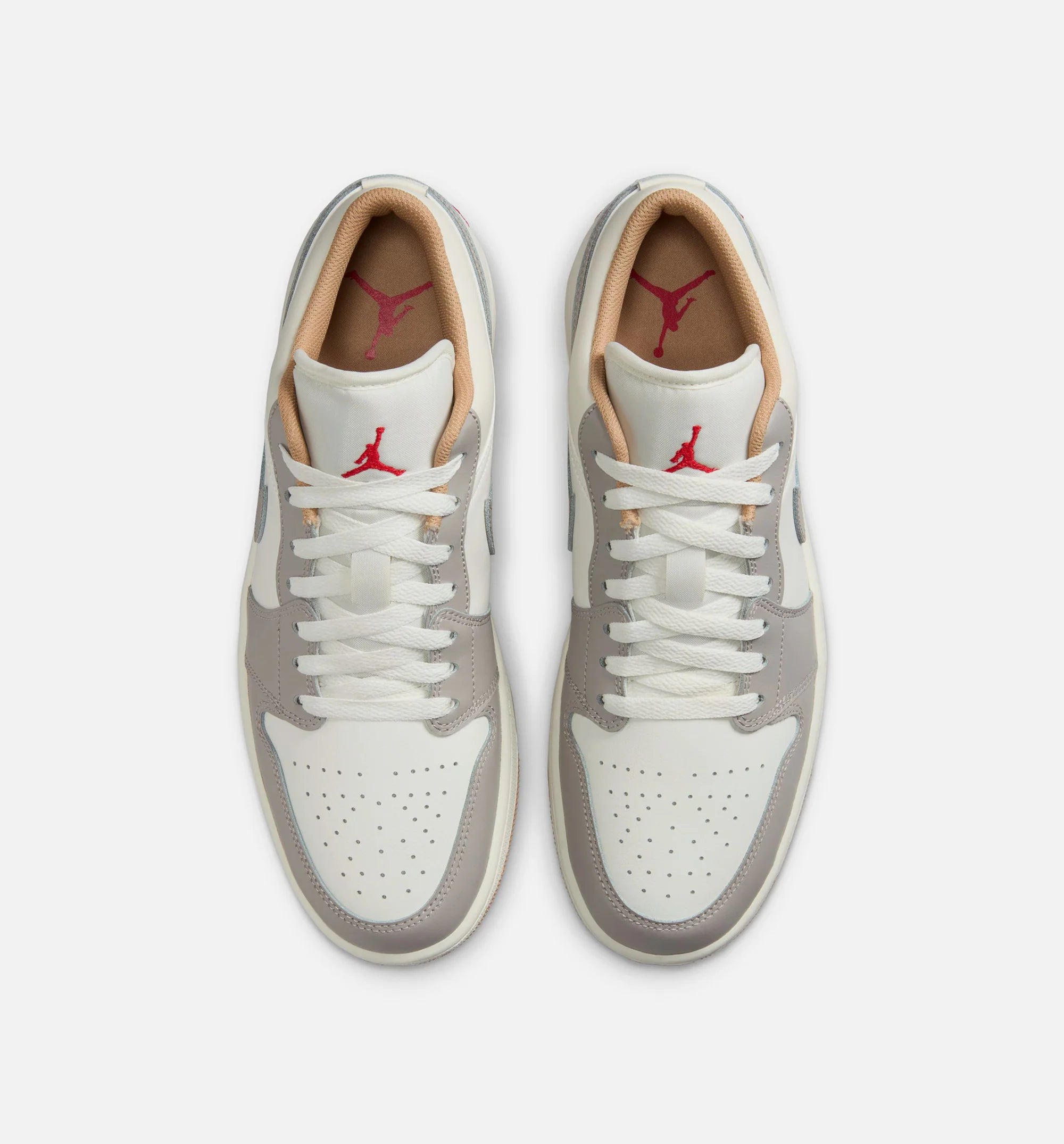 Air Jordan 1 Low Mens Lifestyle Shoe Sail Fire Red College Grey Hemp