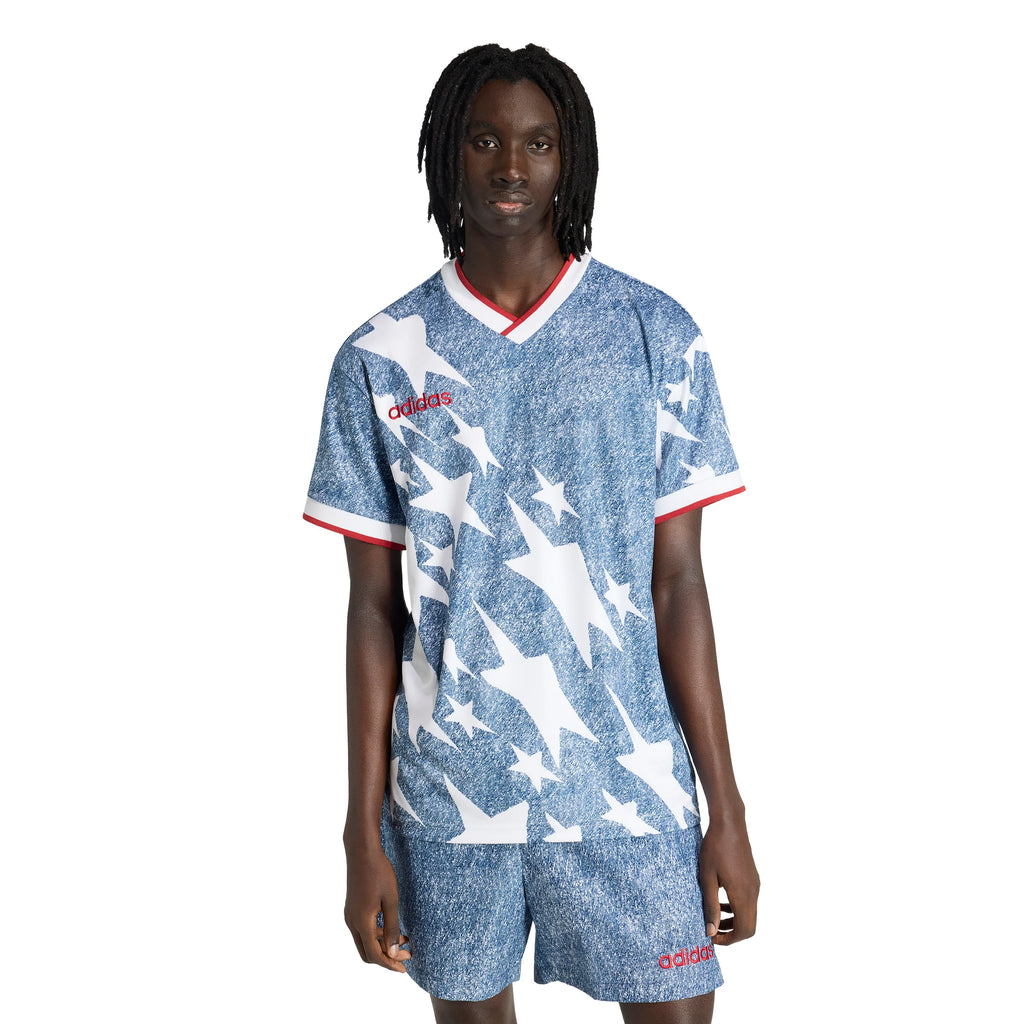 adidas Denim Graphic Soccer Jersey White Blue