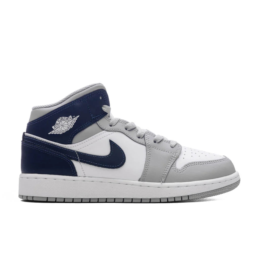 Air Jordan 1 Mid GS White Midnight Navy Wolf Grey