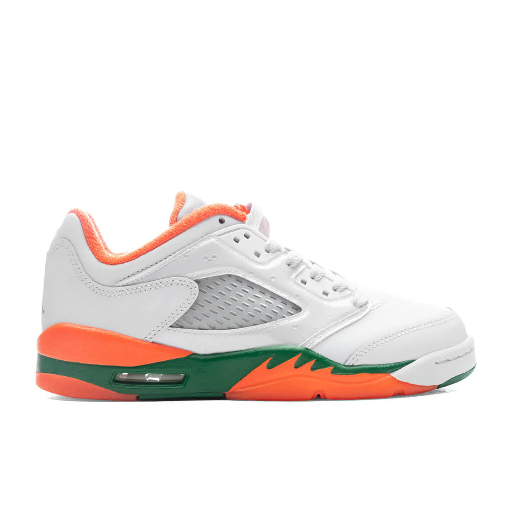 Air Jordan 5 Retro Low GS Football Grey Brilliant Orange Pine Green
