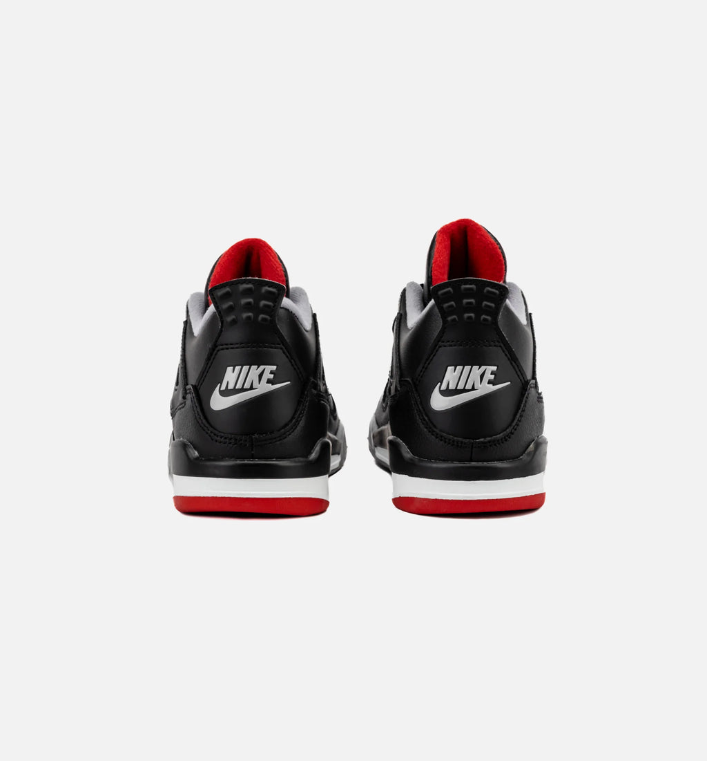 Air Jordan 4 Retro Bred Reimagined Preschool Lifestyle Shoe Black Fire Red Cement Grey Summit White