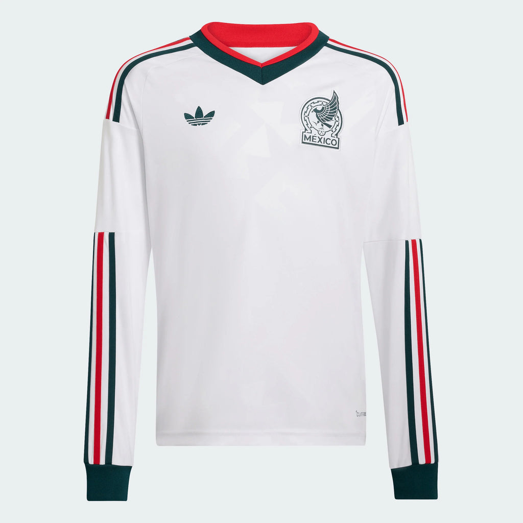 adidas Mexico Away Long Sleeve Youth Soccer Jersey 2026 White