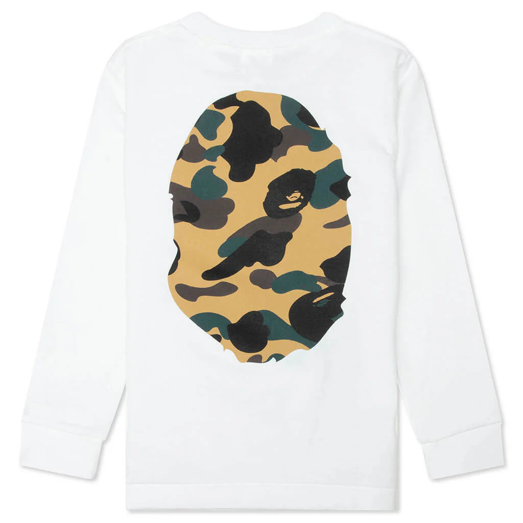 Kids 1st Camo Big Ape Head L S Tee White Yellow