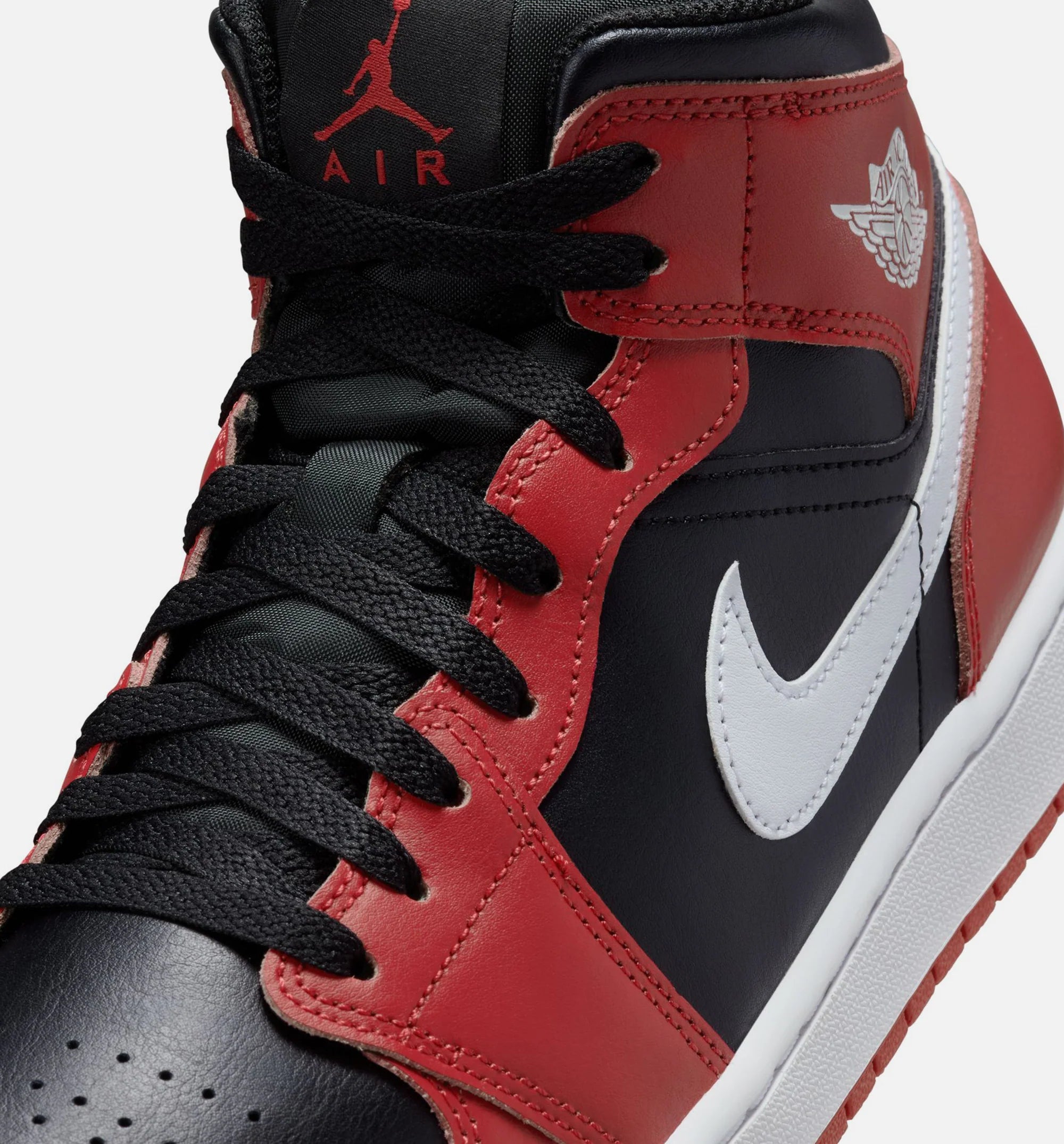 Air Jordan 1 Mid Black Gym Red Mens Basketball Shoe Black Gym Red White