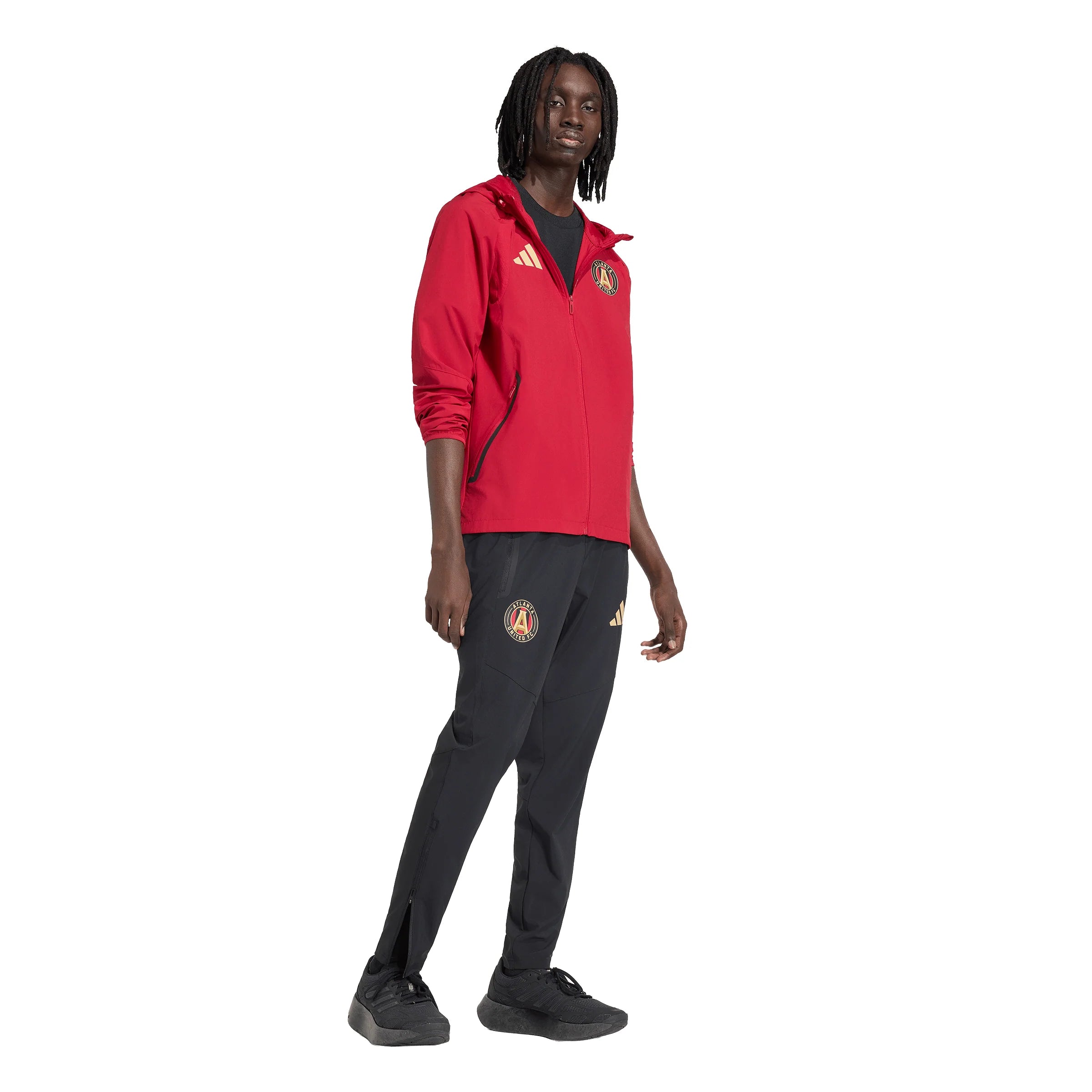 adidas Atlanta United FC Tiro Travel Full Zip Mens Soccer Windbreaker Red Gold