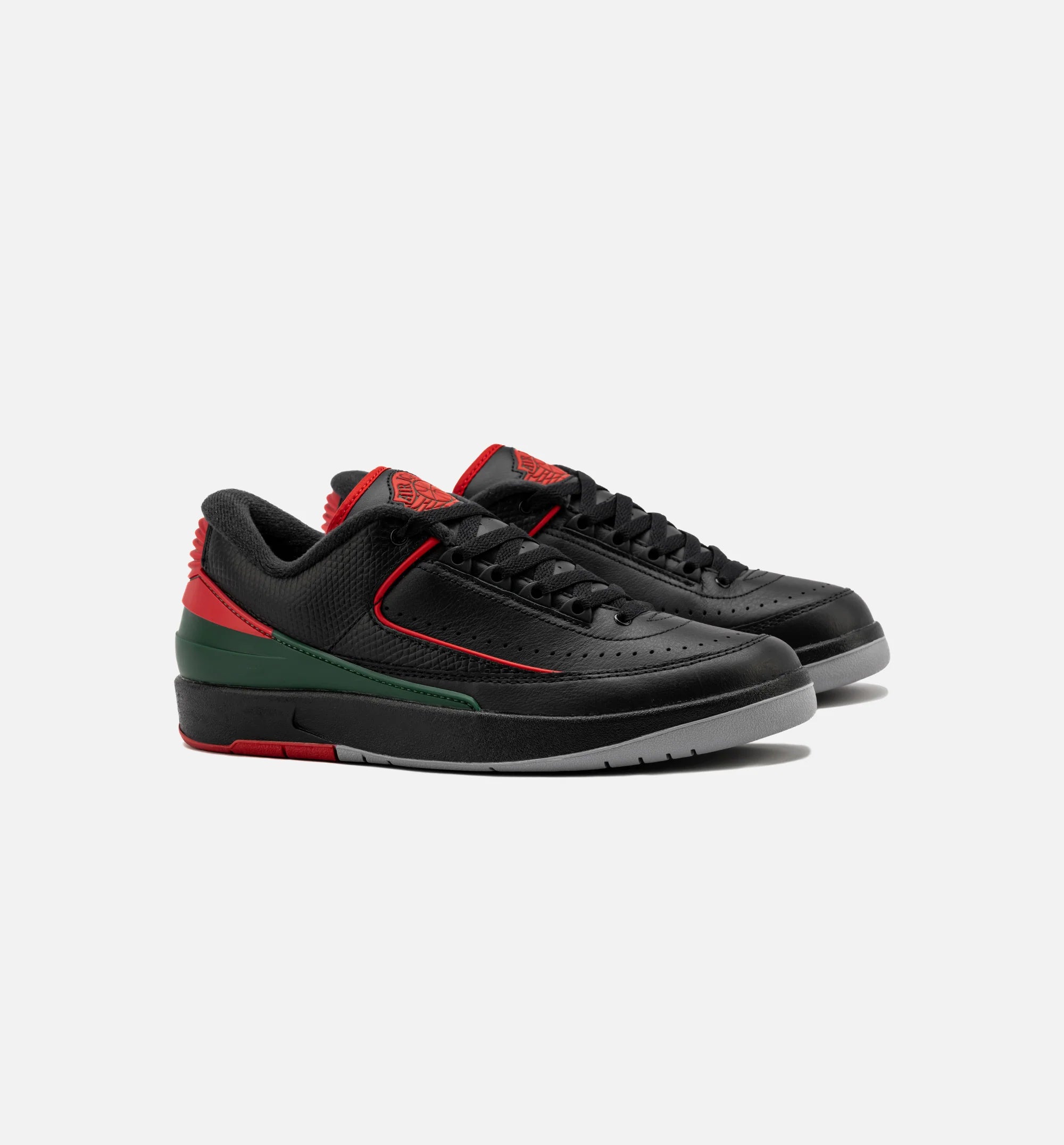 Air Jordan 2 Retro Low Christmas Mens Lifestyle Shoe Black Fire Red Cement Grey