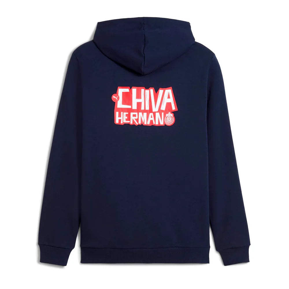 PUMA Chivas Ftbl Culture Hooded Sweat Mens Soccer Jacket Navy Red