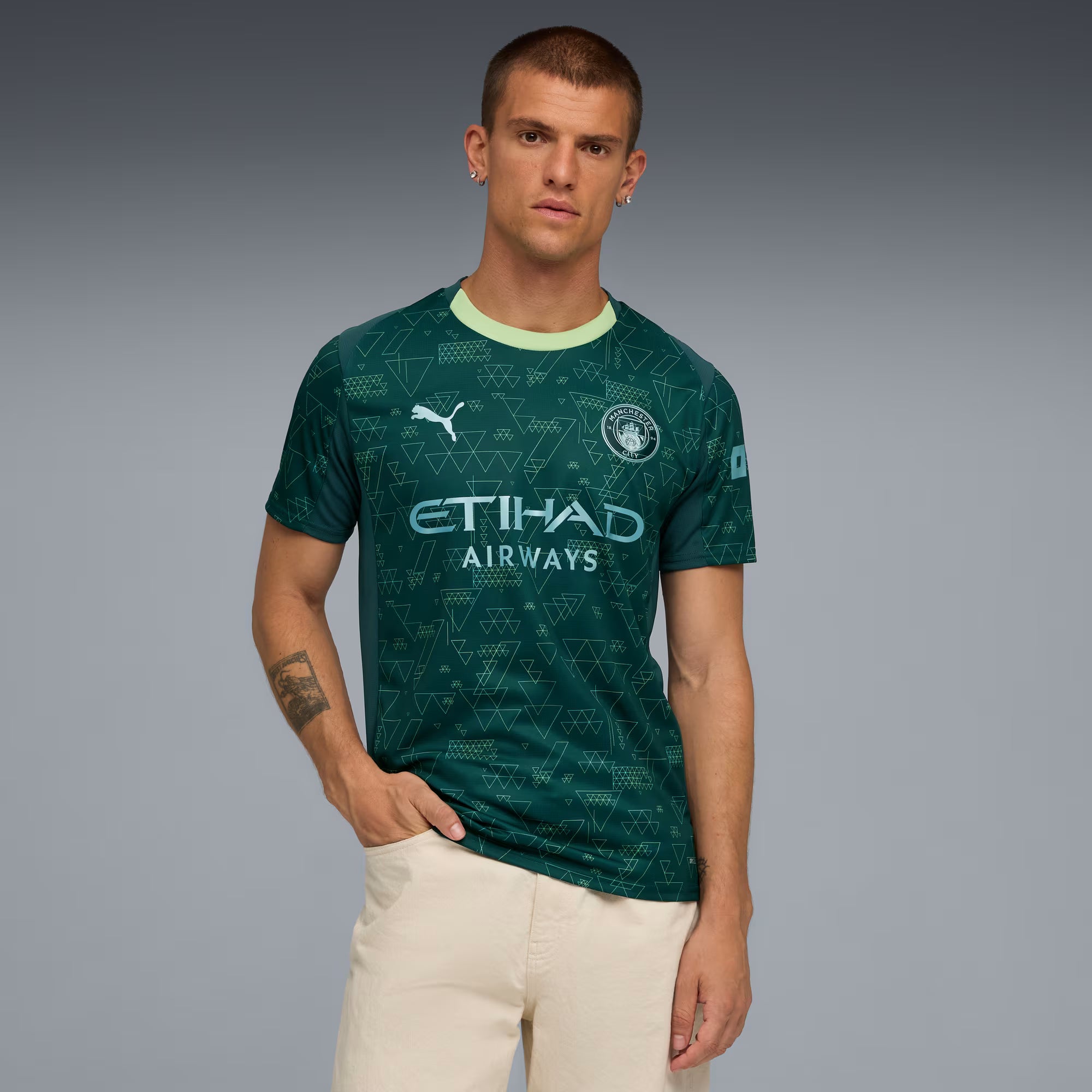 PUMA Manchester City 4th Mens Soccer Jersey 26 Green Terrain