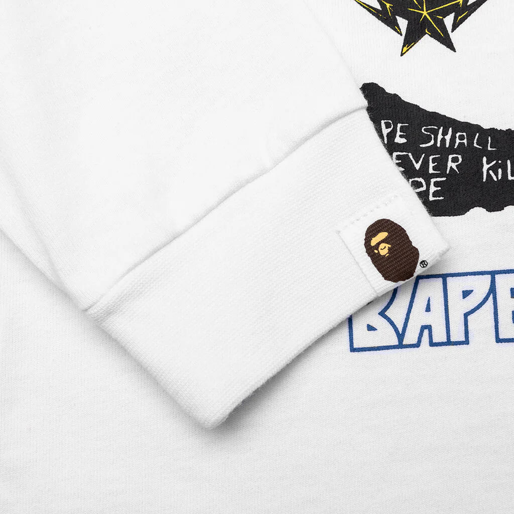 Kids Multi Logo L S Tee White