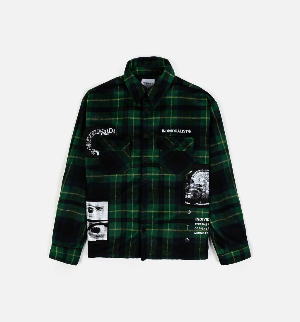 All Eyes Flannel Mens Shirt Green